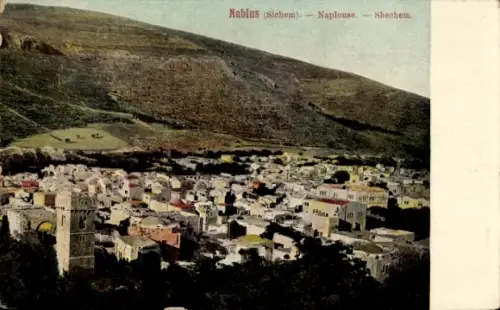 Ak Nablus Palästina,  Sichem, Naplouse, Shechem, Stadtansicht, Berglandschaft