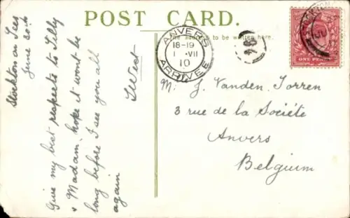 Ak Stockton on Tees Durham England,  Town Hall, Straßenbahn, Marktstände, Menschen