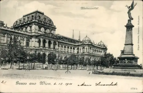 Ak Wien 1 Innere Stadt, Universität, Gruss aus  6.12.1901, Marie Swarchek