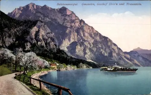 Ak Gmunden am Traunsee Salzkammergut Oberösterreich, Salzkammergut,  Gasthof Hois'n, Traunstein, 