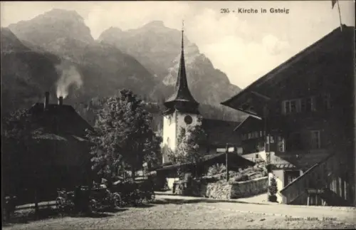Ak Gsteig bei Gstaad Kanton Bern, Kirche