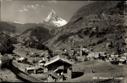 Ak Zermatt Kanton Wallis Schweiz,  Matterhorn, Berglandschaft, Luftpost