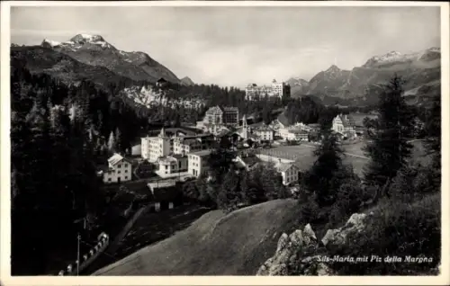 Ak Sils Maria Sils im Engadin Kt. Graubünden, Totale mit Piz della Margna