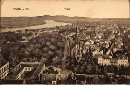 Ak Bonn am Rhein, Bonn am Rhein, Gesamtansicht, Fluss, Kirche, Stadtansicht