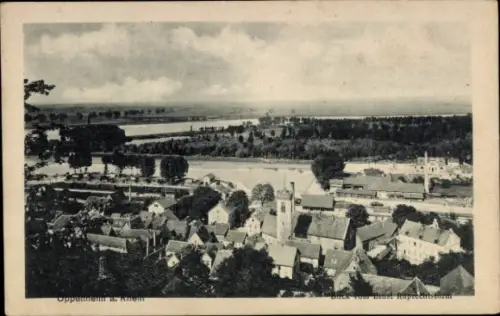 Ak Oppenheim am Oberrhein, Landschaft mit Fluss, Häusern, Kirche, Brücke, Oppenheim