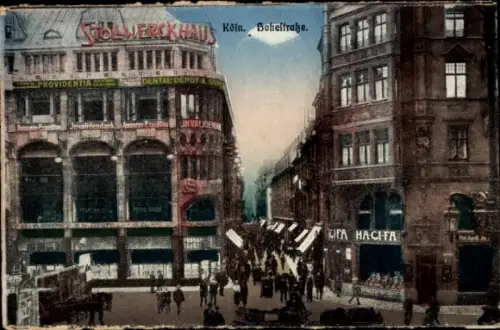 Ak Köln am Rhein, Stolwerckhaus,  Boheffraße, Geschäfte, Menschenmenge