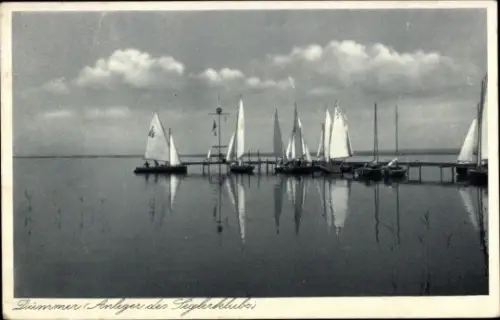 Ak Damme am Dümmer in Oldenburg,  Anleger des Figlerklubs, Segelboote, ruhiges Wasser