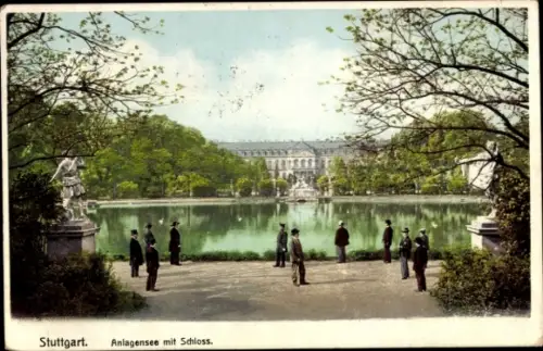 Ak Stuttgart am Neckar,  Anlagensee mit Schloss