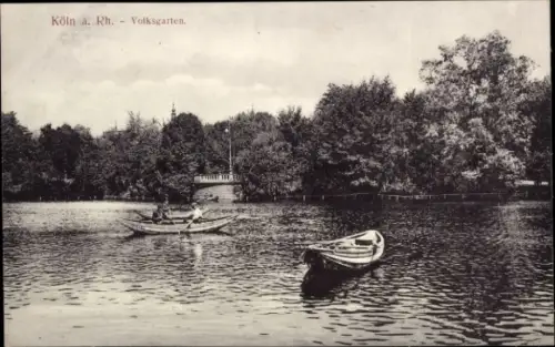 Ak Köln am Rhein, Volksgarten, Boote auf dem Wasser