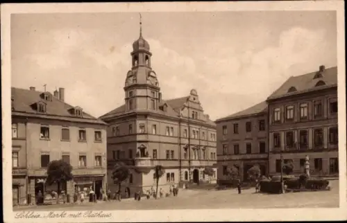 Ak Schleiz im Vogtland Thüringen, Markt mit Rathaus