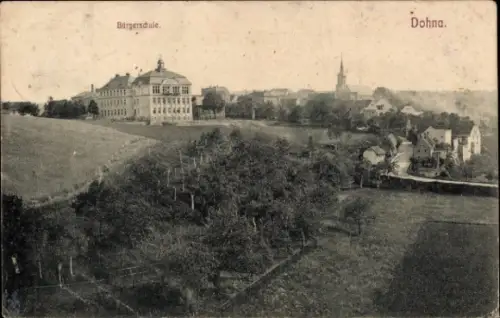 Ak Dohna in Sachsen, Bürgerschule, Stadtansicht, Dohna