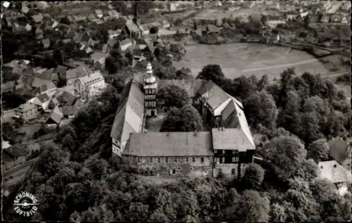 Ak Herzberg am Harz, Schloss, Fliegeraufnahme