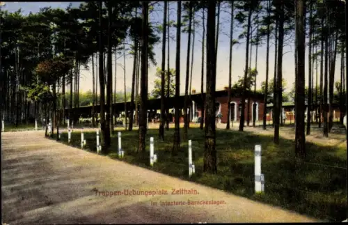 Ak Zeithain in Sachsen, Truppenübungsplatz, Partie im Infanteriebarackenlager