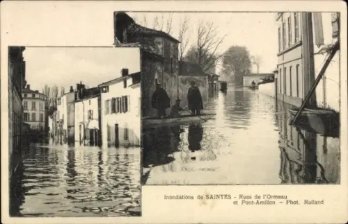 Ak Saintes Charente-Maritime, Überschwemmung in  Rue de l'Ormeau, Pont-Amillon, Fotograf Rolland