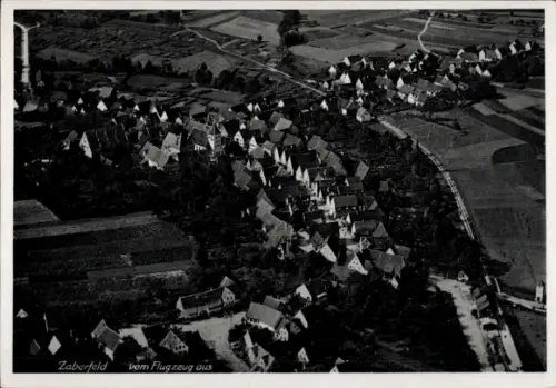 Ak Zaberfeld in Württemberg, Luftaufnahme von  Wohnhäuser, Felder, Straßen, Landschaft