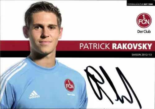 Autogrammkarte Fußballer Patrick Rakovsky, 1. FC Nürnberg, Autogramm