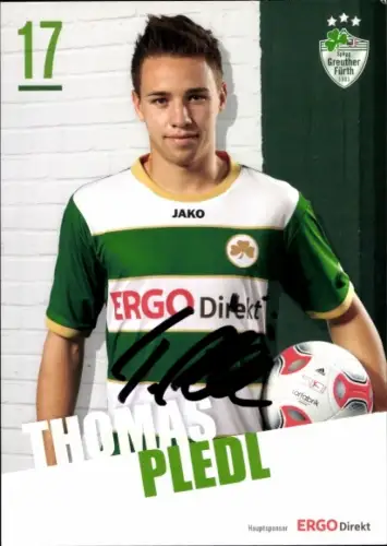 Autogrammkarte Fußballer Thomas Pledl, SpVgg Greuther Fürth, Autogramm