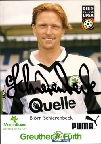Autogrammkarte Fußballer Björn Schierenbeck, SpVgg Greuther Fürth, Autogramm