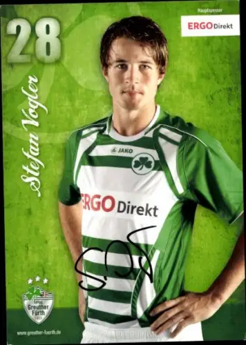 Autogrammkarte Fußballer Stefan Vogler, SpVgg Greuther Fürth, Autogramm