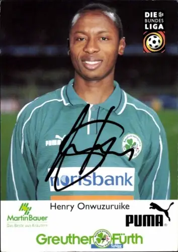Autogrammkarte Fußballer Henry Onwuzuruike, SpVgg Greuther Fürth, Autogramm