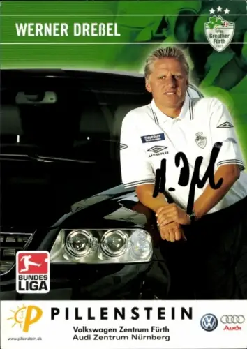 Autogrammkarte Co Trainer Werner Dreßel, SpVgg Greuther Fürth, Autogramm