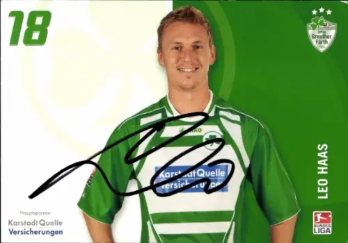 Autogrammkarte Fußballer Leo Haas, SpVgg Greuther Fürth, Autogramm