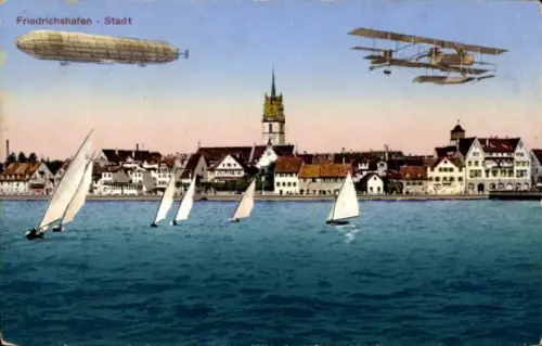 Ak Friedrichshafen am Bodensee, Zeppelin, Doppeldecker