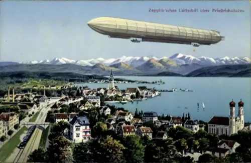Ak Friedrichshafen am Bodensee, Gesamtansicht, Zeppelin