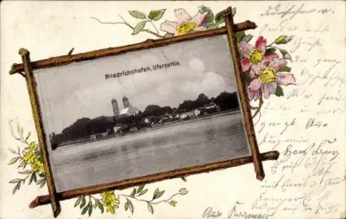 Präge Passepartout Ak Friedrichshafen am Bodensee, Uferpartie