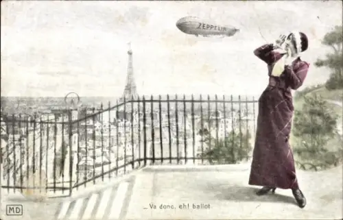 Ak Paris, Zeppelin, Va donc, eh! ballot