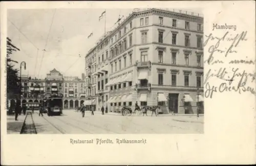 Ak Hamburg Mitte Altstadt, Restaurant Pfordte, Rathausmarkt