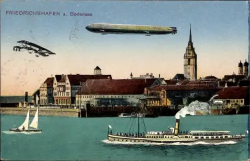 Ak Friedrichshafen am Bodensee, Zeppelin, Dampfer