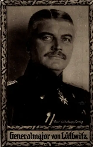 Passepartout Ak Generalmajor von Lüttwitz, Portrait, Pour le Mérite Orden
