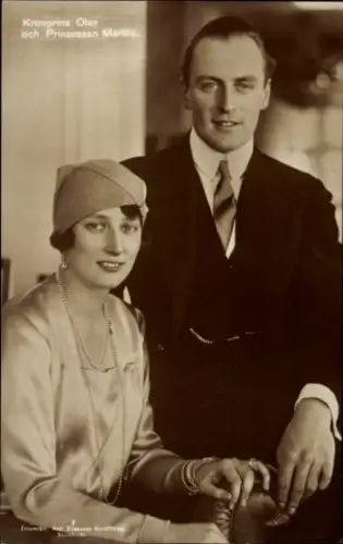 Ak Prinzessin Märtha von Schweden, Kronprinz Olav von Norwegen, Portrait