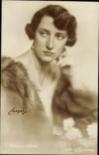 Ak Adel Schweden, Prinzessin Märtha, Fellmantel