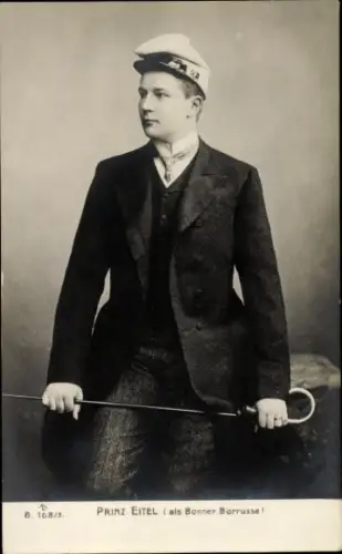 Studentika Ak Prinz Eitel Friedrich von Preußen, Portrait als Bonner Borrusse