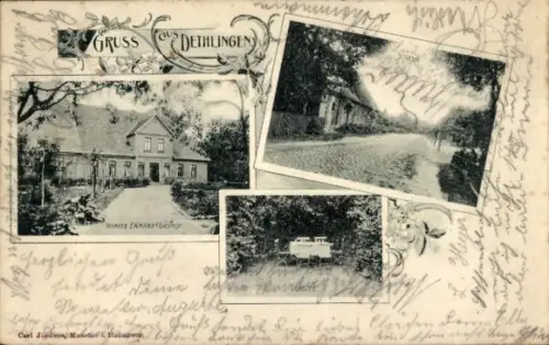 Ak Dethlingen Munster an der Örtze Lüneburger Heide, Gasthaus, Straßenpartie