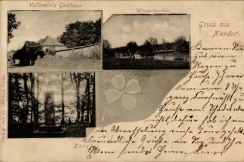 Ak Niendorf II Wrestedt in der Lüneburger Heide, Vollbrechts Gasthaus, Wasserpartie