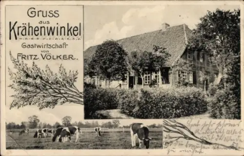 Ak Krähenwinkel Langenhagen in Niedersachsen, Gastwirtschaft von Fritz Völker