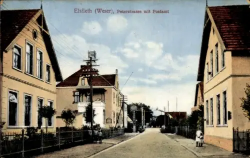 Ak Elsfleth an der Unterweser, Peterstraße mit Postamt