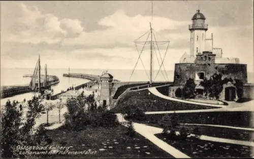 Ak Kołobrzeg Ostseebad Kolberg Pommern, Lotsenamt, Hafeneinfahrt