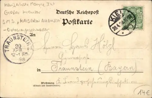 Ak Deutsches Kriegsschiff S.M.S. Kaiserin Augusta, Kaiserliche Marine