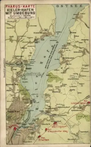 Landkarten Ak Kiel, Pharus-Karte, Hafen