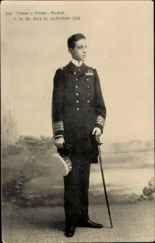 Ak König Alfons XIII. von Spanien, Portrait in Uniform
