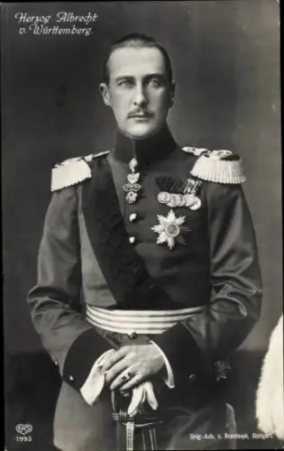 Ak Herzog Albrecht von Württemberg, Portrait, Uniform, Orden