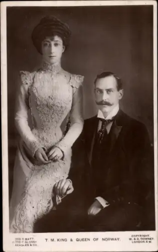 Ak König Haakon VII., Königin Maud von Norwegen, Portrait