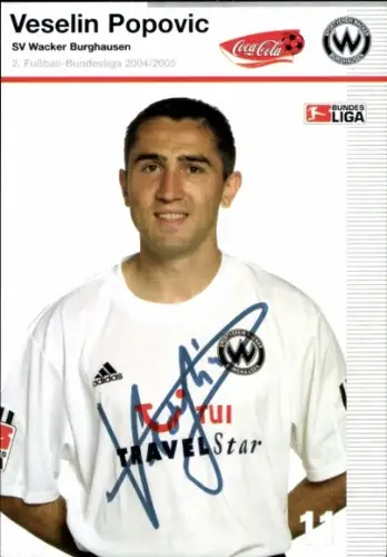 Autogrammkarte Fußballer Veselin Popovic, SV Wacker Burghausen, Autogramm