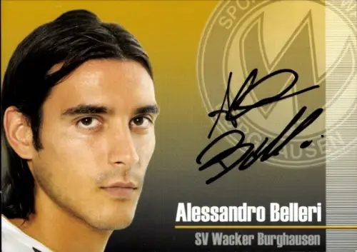 Autogrammkarte Fußballer Alessandro Belleri, SV Wacker Burghausen, Autogramm
