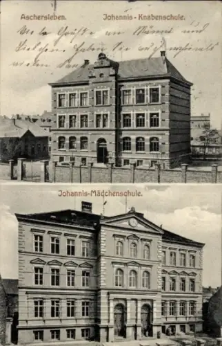 Ak Aschersleben im Salzlandkreis, Johannis-Knabenschule, Johannis-Mädchenschule