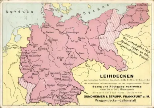 Landkarten Ak Werbung, Leihdecken, Sundheimer & Strupp